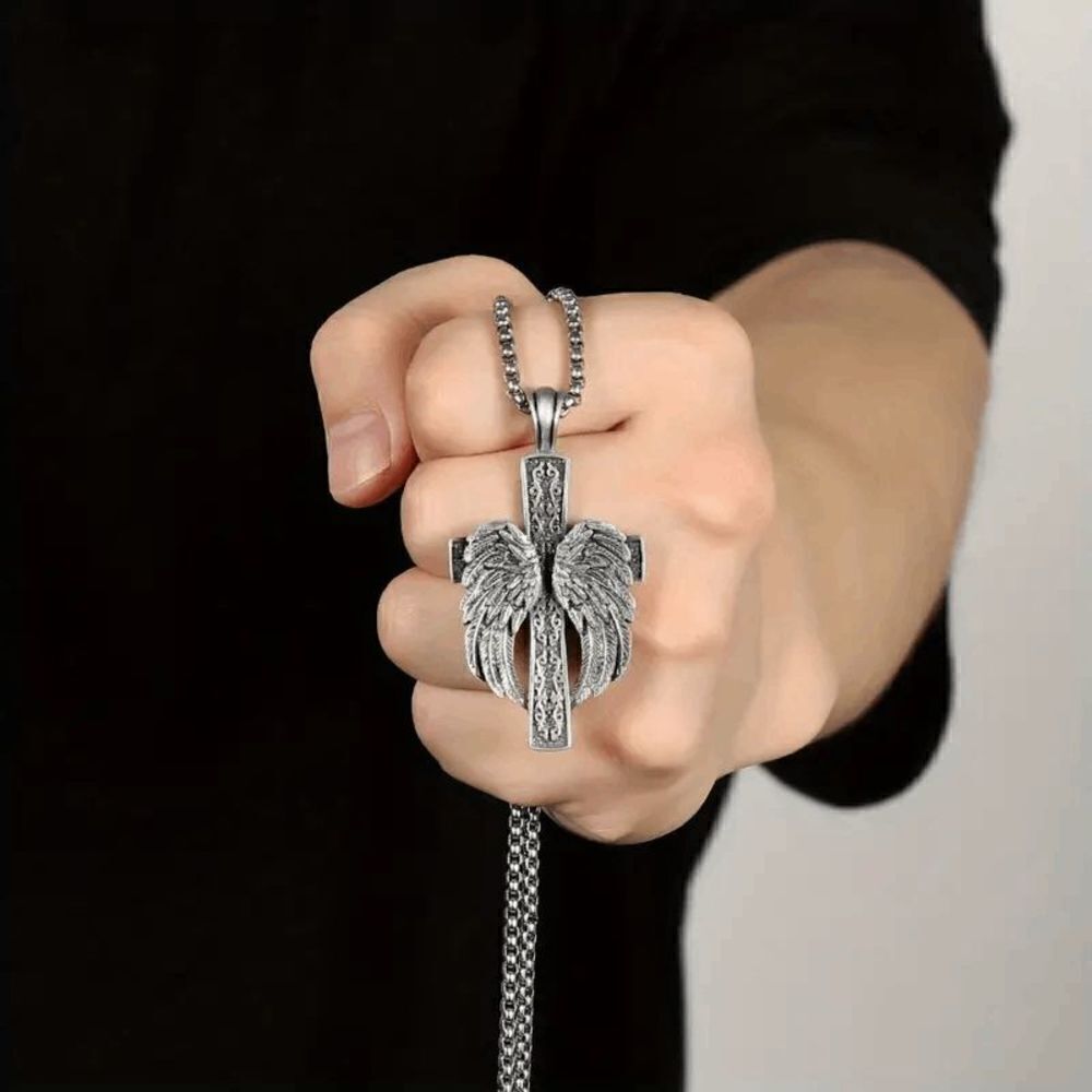 Angel Wings Stainless Steel Unisex Pendant Necklace - Picture 5 of 6